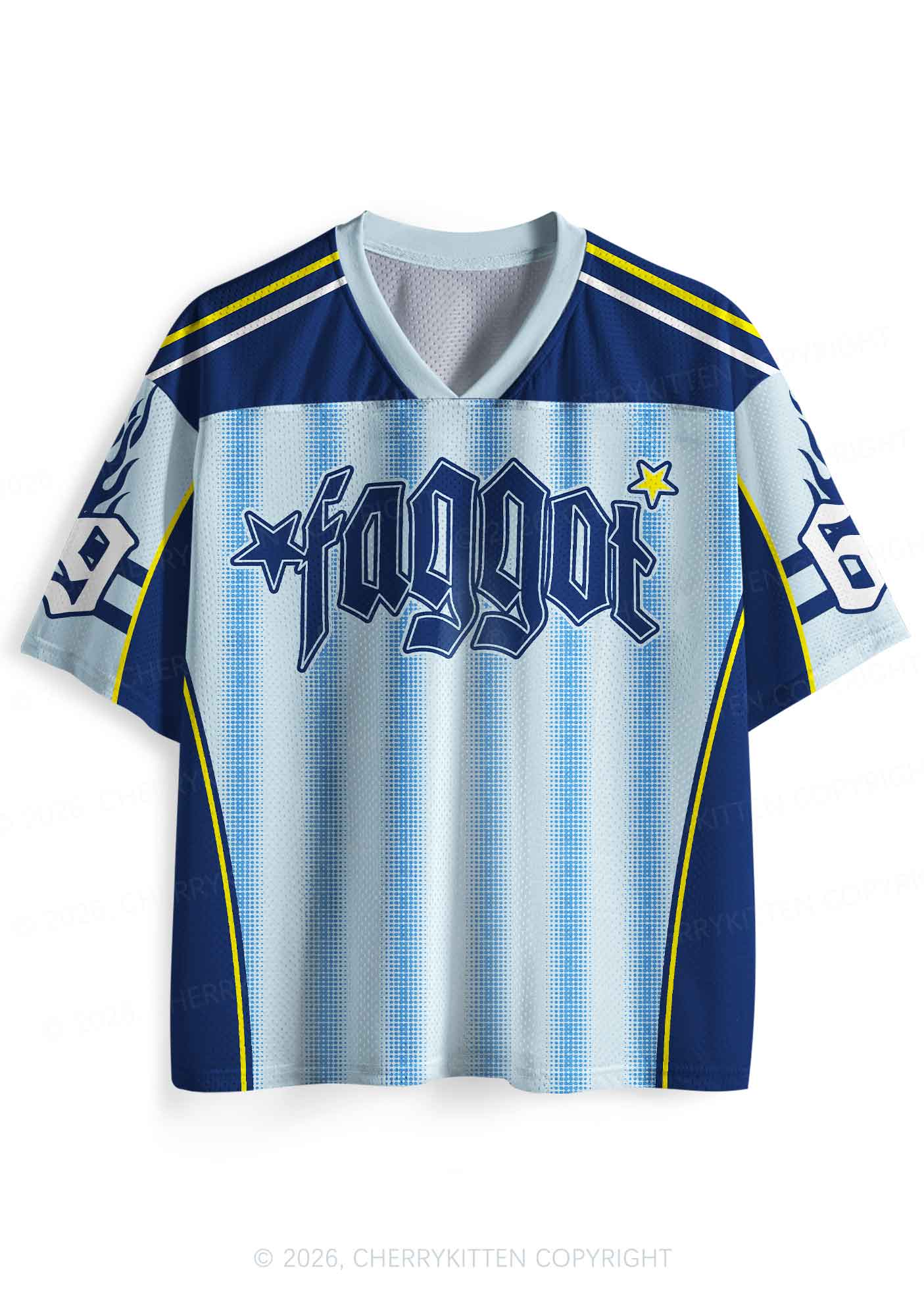 Blue Stripes Faggot Pride Y2K Sport Jersey Shirts Cherrykitten