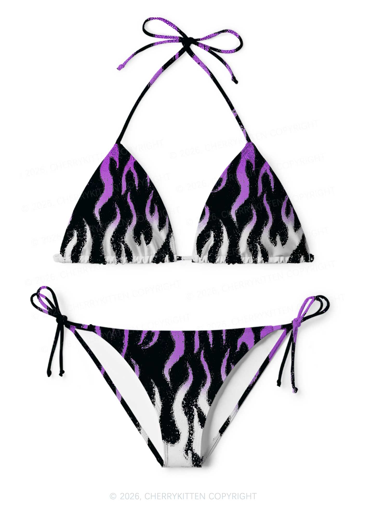Asexual Flame Pride Y2K Print Bikini Set Cherrykitten