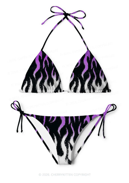 Asexual Flame Pride Y2K Print Bikini Set Cherrykitten