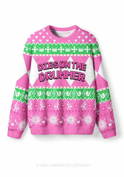 Dibs On The Drummer Y2K Christmas Knit Sweatshirt Cherrykitten