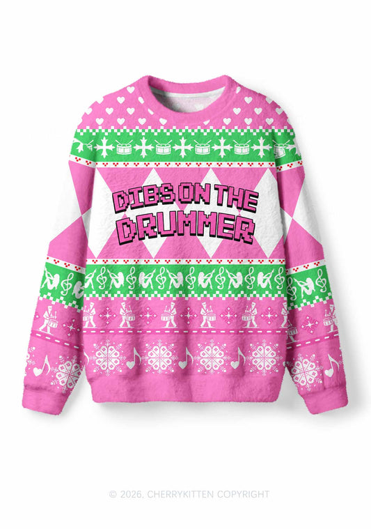 Dibs On The Drummer Y2K Christmas Knit Sweatshirt Cherrykitten