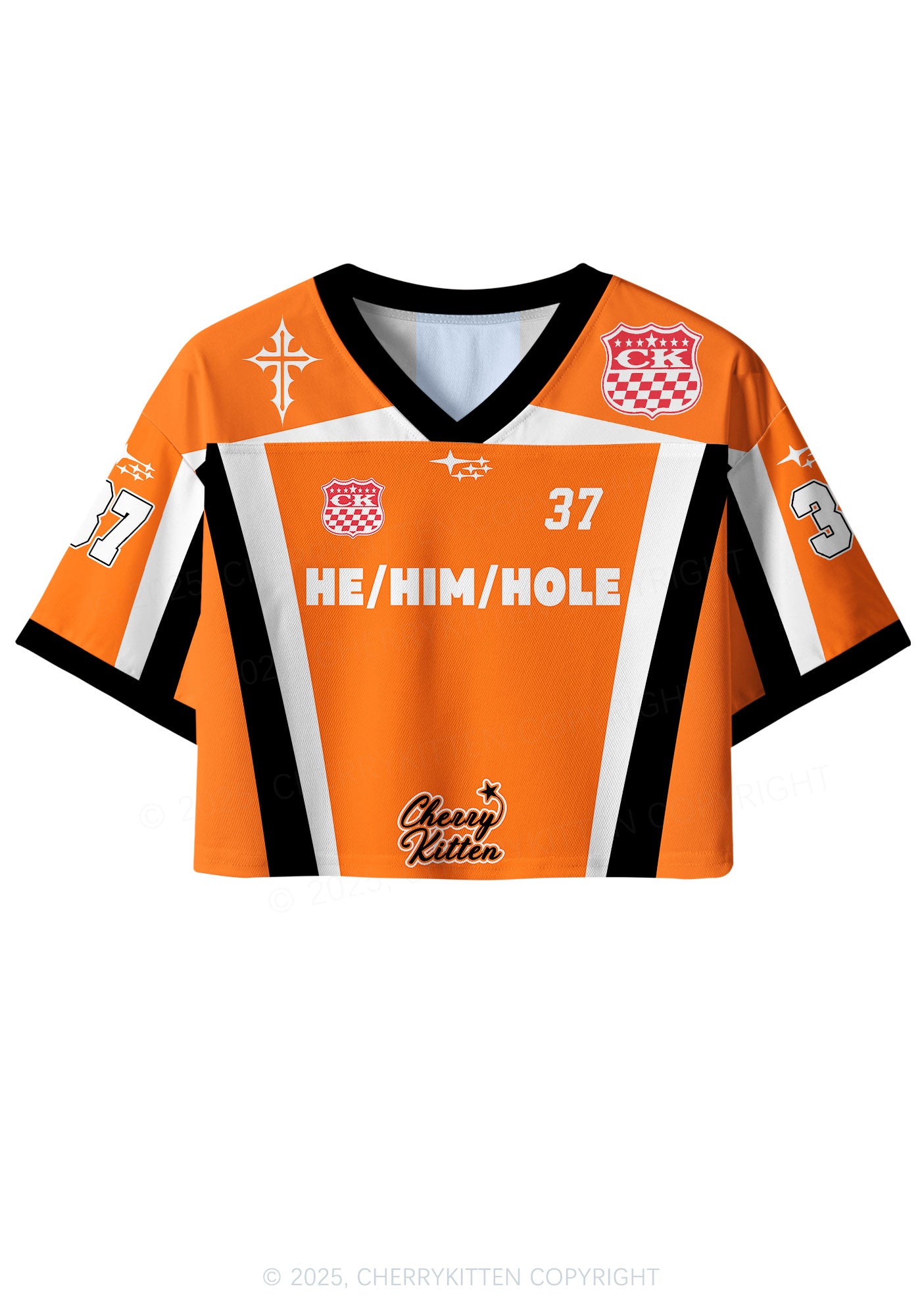Custom Orange He Him Hole Pride Y2K Crop Sport Jersey Shirts Cherrykitten