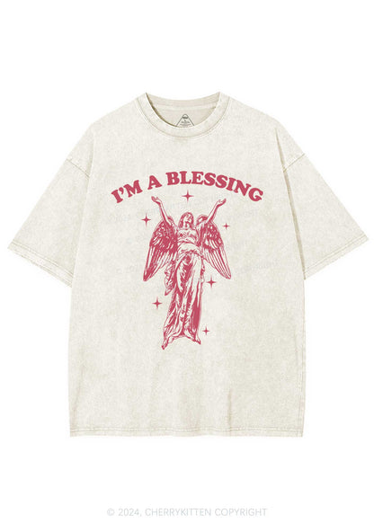 I'm A Blessing Y2K Washed Tee Cherrykitten
