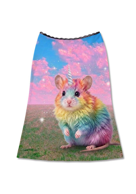 Unicorn Rat Pride Y2K Print Midi Skirt Cherrykitten