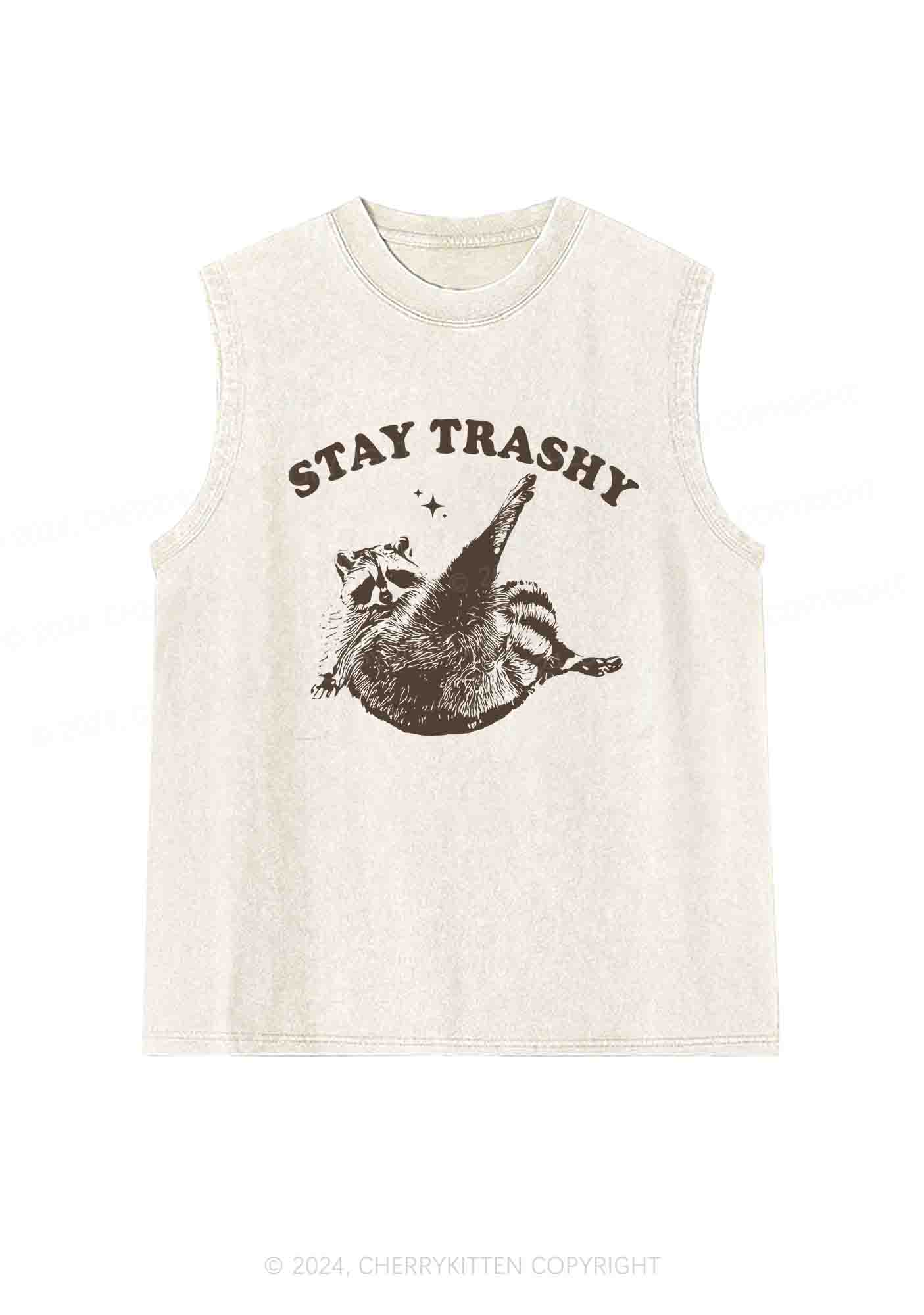 Raccoon Stay Trashy Y2K Washed Tank Cherrykitten