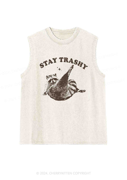 Raccoon Stay Trashy Y2K Washed Tank Cherrykitten