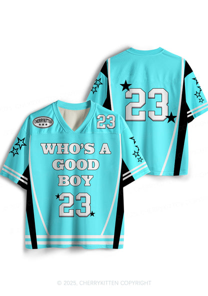 Custom Blue Whos A Good Boy Y2K Sport Jersey Shirts Cherrykitten