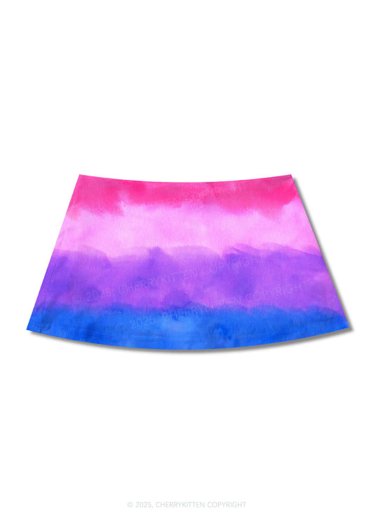 Bisexual Pride Y2K Print Mini Skirt Cherrykitten