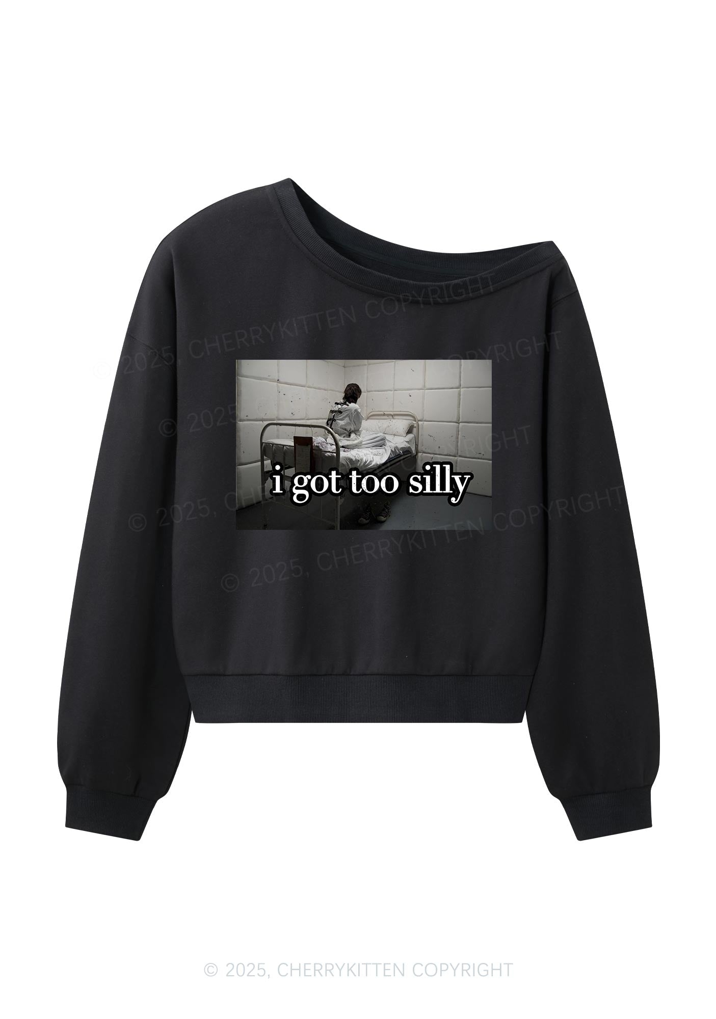 I Got Too Silly Y2K Off Shoulder Sweatshirts Cherrykitten