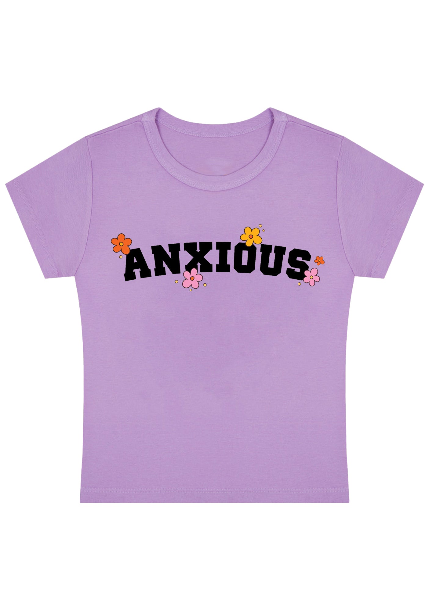 Floral Anxious Y2K Baby Tee