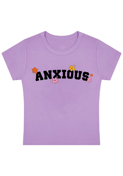 Floral Anxious Y2K Baby Tee