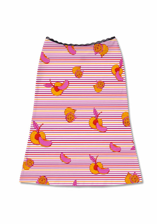 Peachy Lesbian Stripe Pride Y2K Print Midi Skirt Cherrykitten