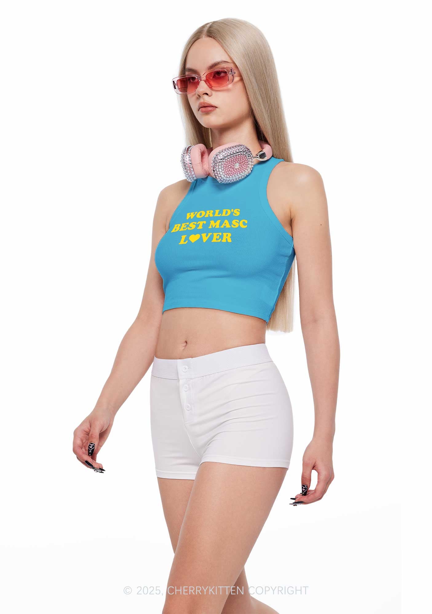 Worlds Best Masc Lover Pride Y2K Crop Tank Top Cherrykitten