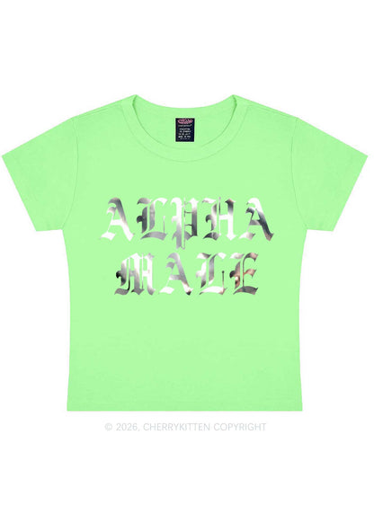Alpha Male Silver Foil Printed Y2K Baby Tee Cherrykitten