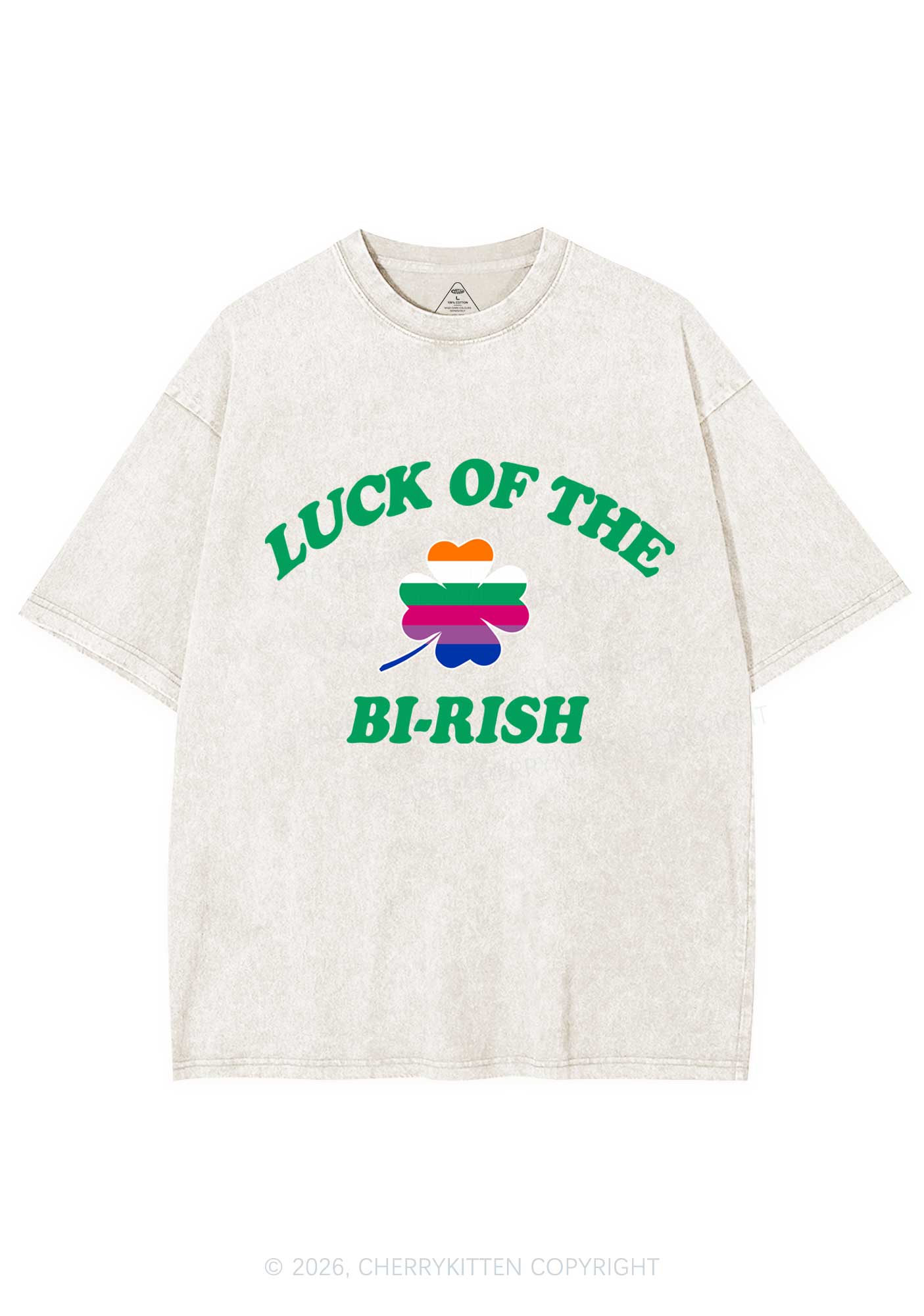 Luck Of The Bi Rish St Patricks Y2K Shirts Washed Tee Cherrykitten