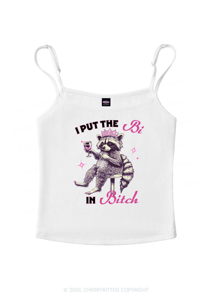 I Put Bi In Bxxch Raccoon Pride Y2K Spaghetti Strap Cami Cherrykitten