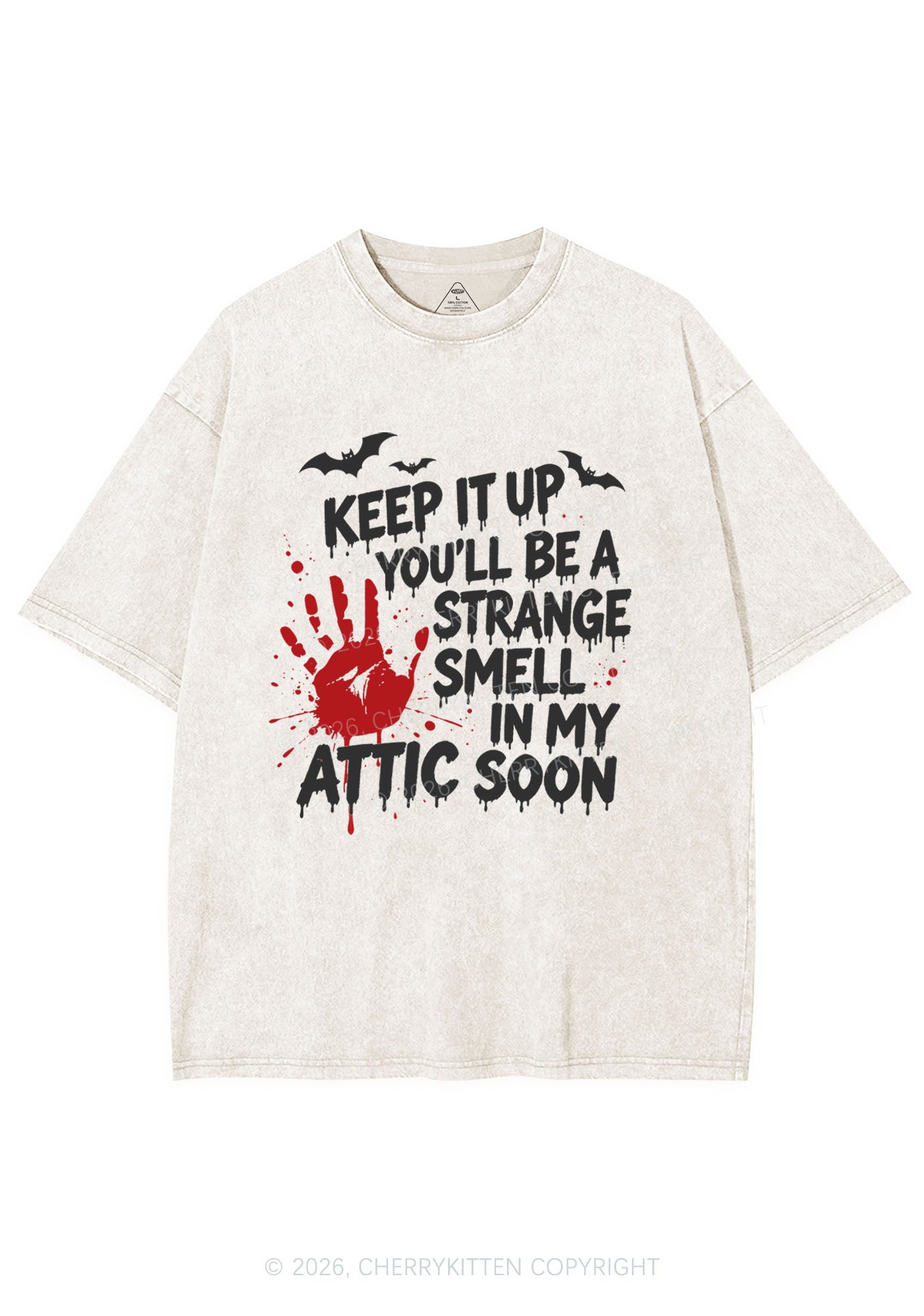Halloween Strange Smell In My Attic Y2K Shirts Washed Tee Cherrykitten