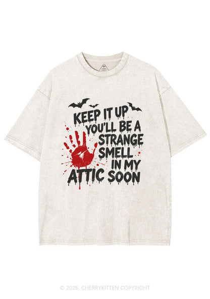Halloween Strange Smell In My Attic Y2K Shirts Washed Tee Cherrykitten