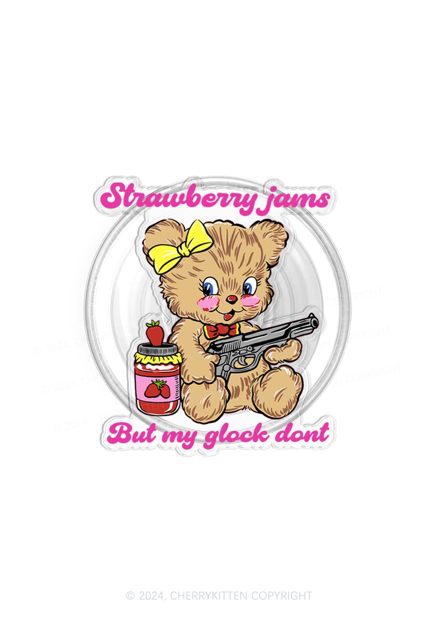 Strawberry Jams Bear Y2K Magnetic Phone Grip Holder Cherrykitten