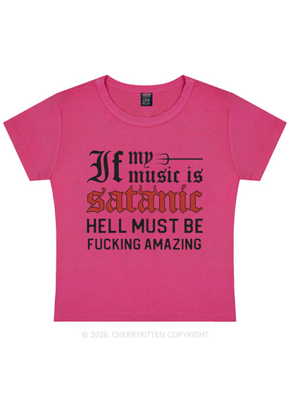 Halloween My Music Is Satanic Y2K Baby Tee Cherrykitten