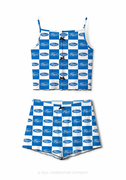 Oval Faggot Pride Y2K Print Cami Shorts Pajama Set Cherrykitten