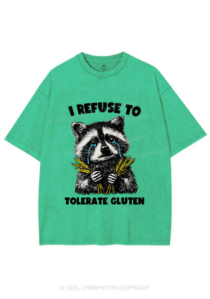 Refuse To Tolerate Gluten Y2K Shirts Washed Tee Cherrykitten