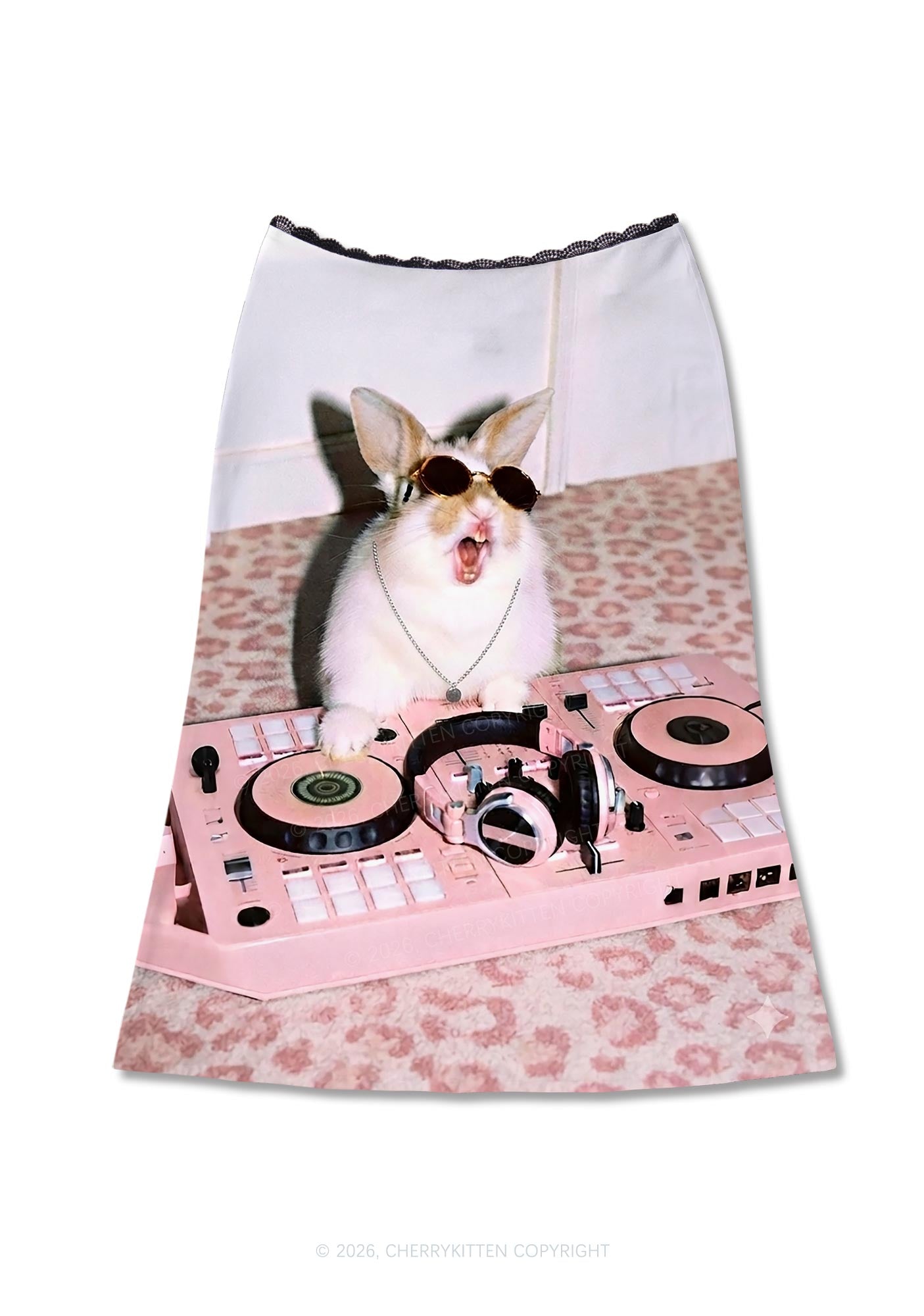 Dj Bunny Y2K Print Midi Skirt Cherrykitten