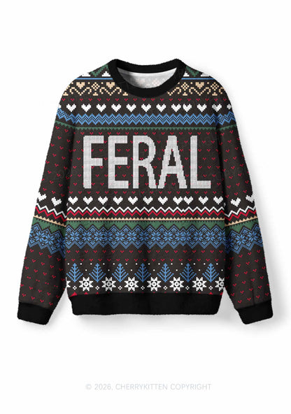 Feral Y2K Christmas Knit Sweatshirt Cherrykitten