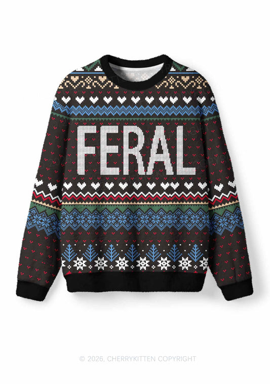 Feral Y2K Christmas Knit Sweatshirt Cherrykitten