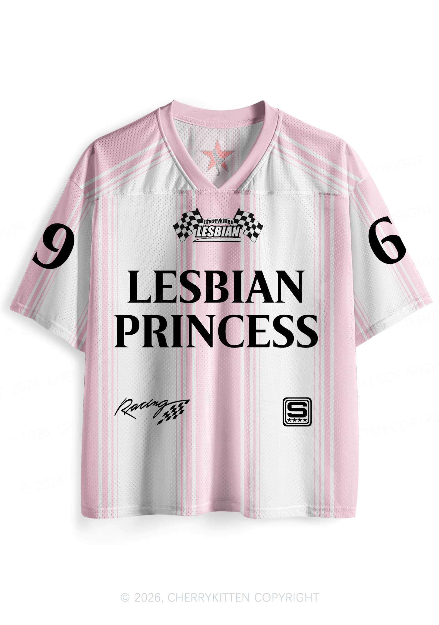 Pale Pink Lesbian Princess Pride Y2K Sport Jersey Shirts Cherrykitten