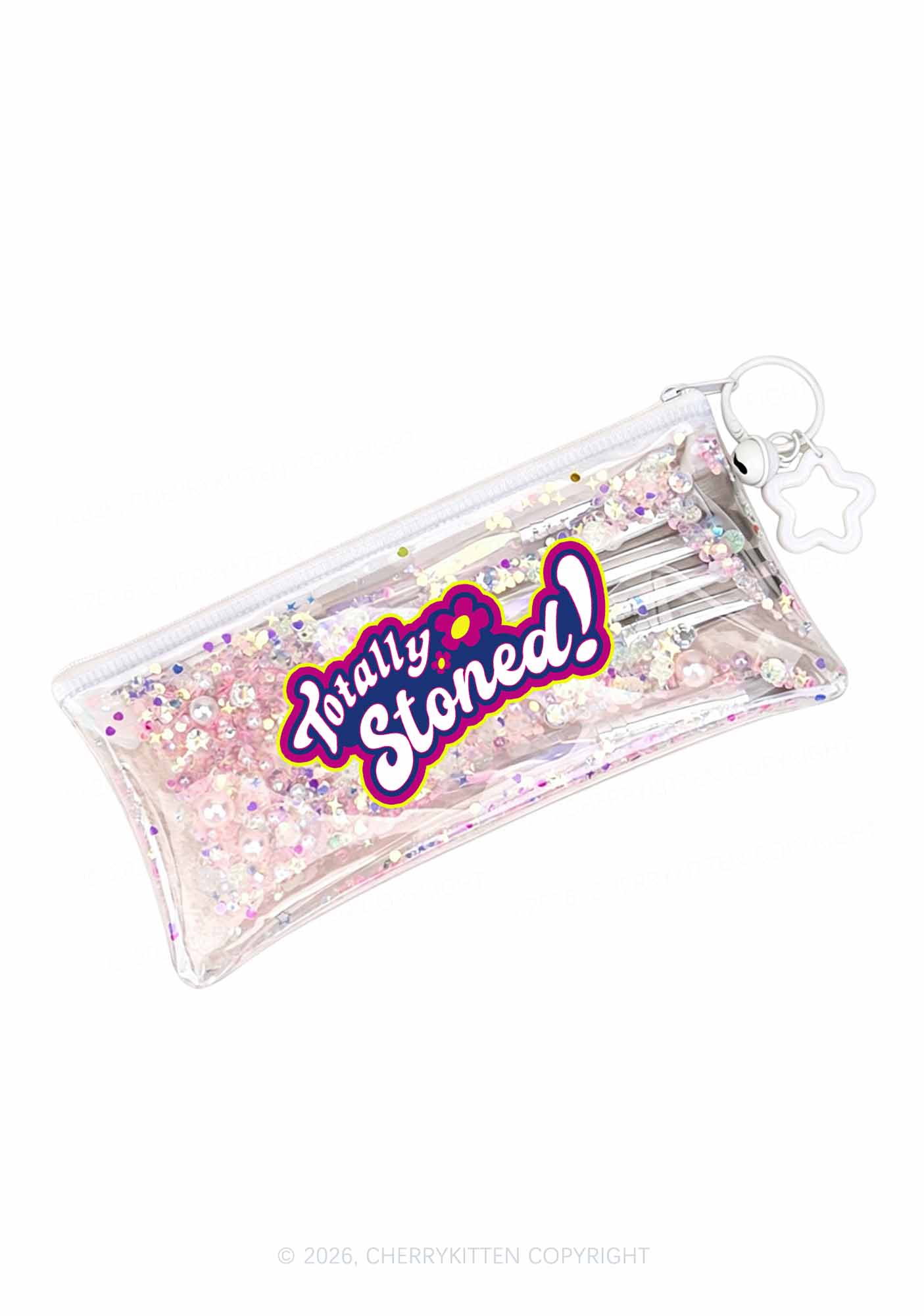 Totally Stoned Y2K Quicksand Transparent Pencil Pouch Cherrykitten