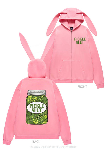 Pickle Slxt Y2K Bunny Ear Zip Hoodie Cherrykitten