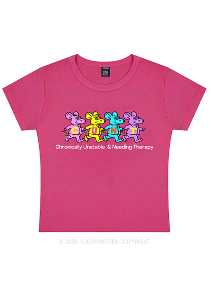 Chronically Unstable Needing Therapy Y2K Baby Tee Cherrykitten