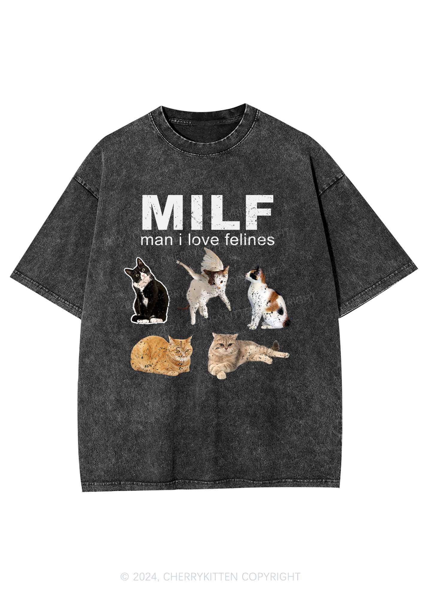 Mxxf Felines Y2K Washed Tee Cherrykitten