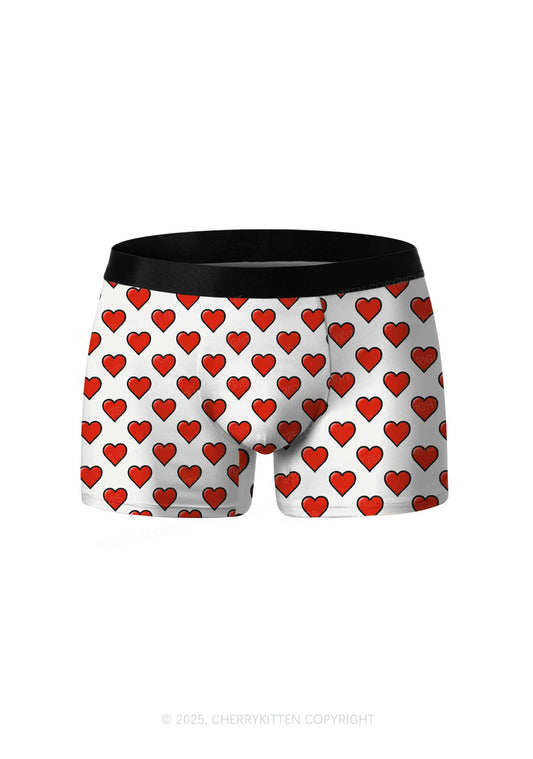 Red Heart Y2K Print Men Boxer Briefs Cherrykitten