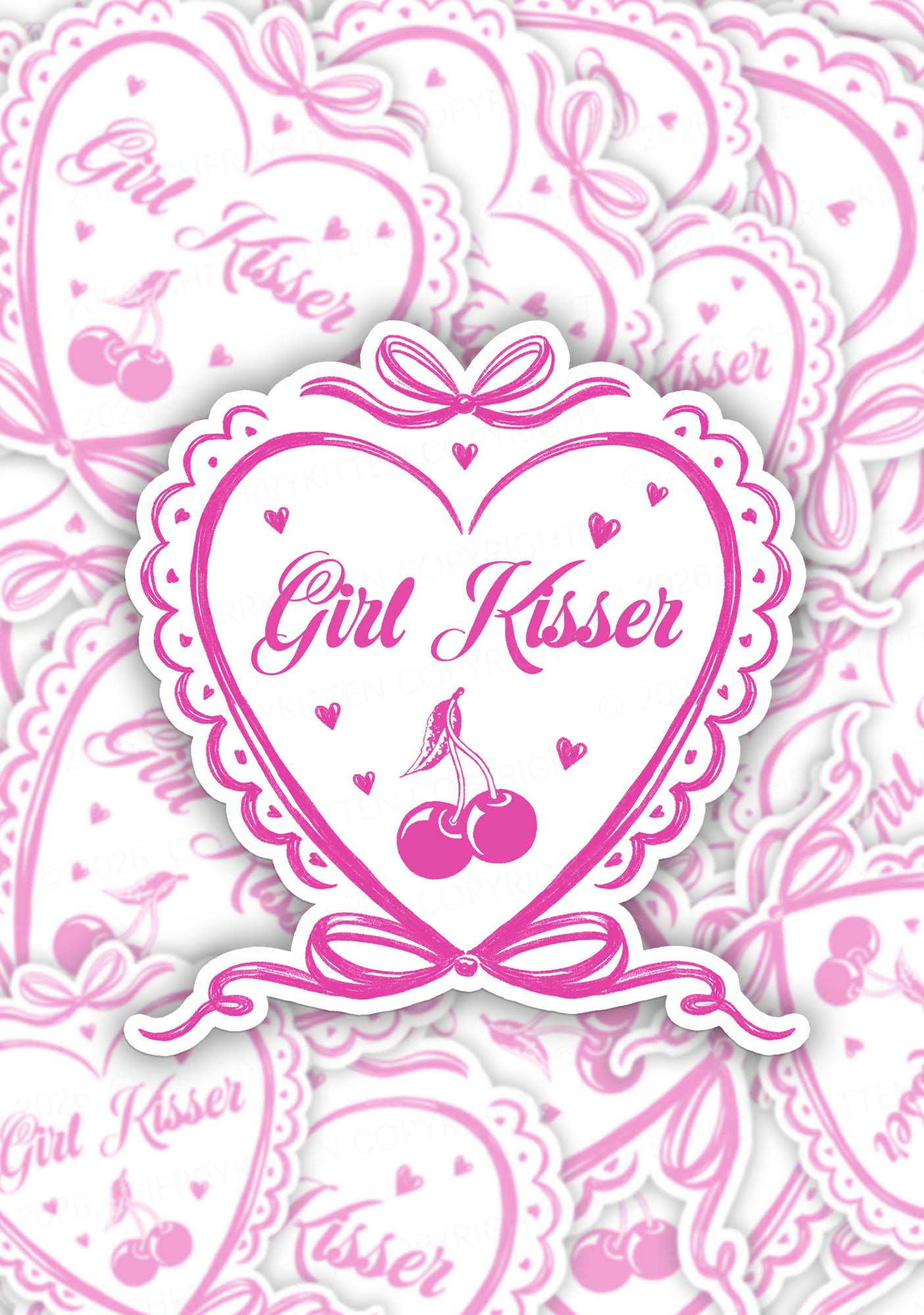 Girl Kisser 1pc Y2K Sticker Cherrykitten