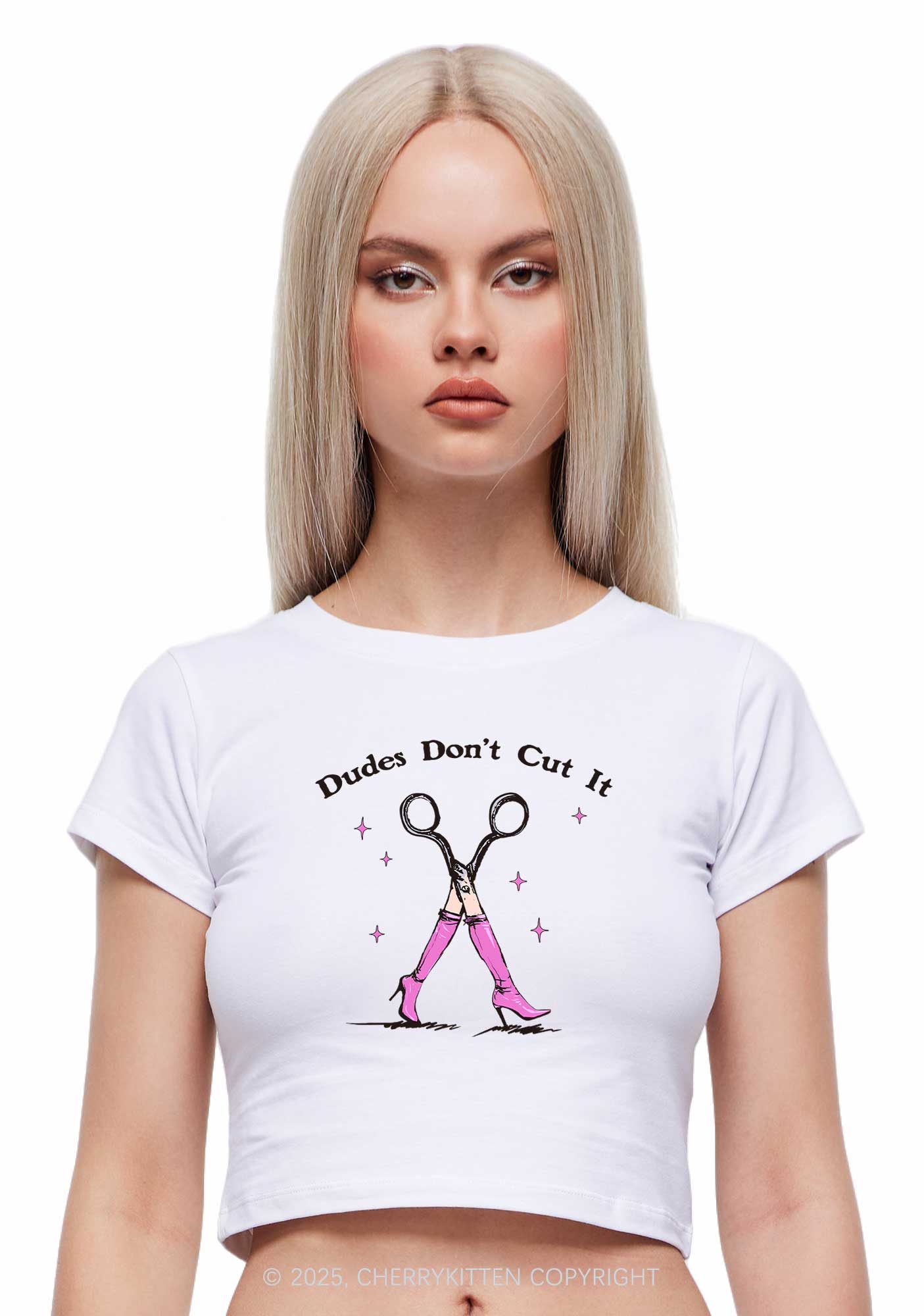Dudes Dont Cut It Y2K Baby Tee Cherrykitten