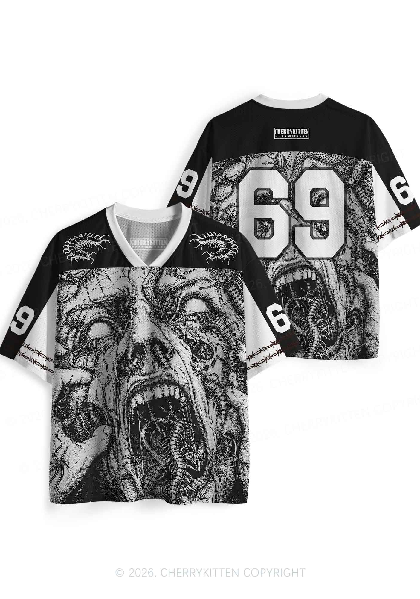 Halloween Insect On Face Y2K Sport Jersey Shirts Cherrykitten