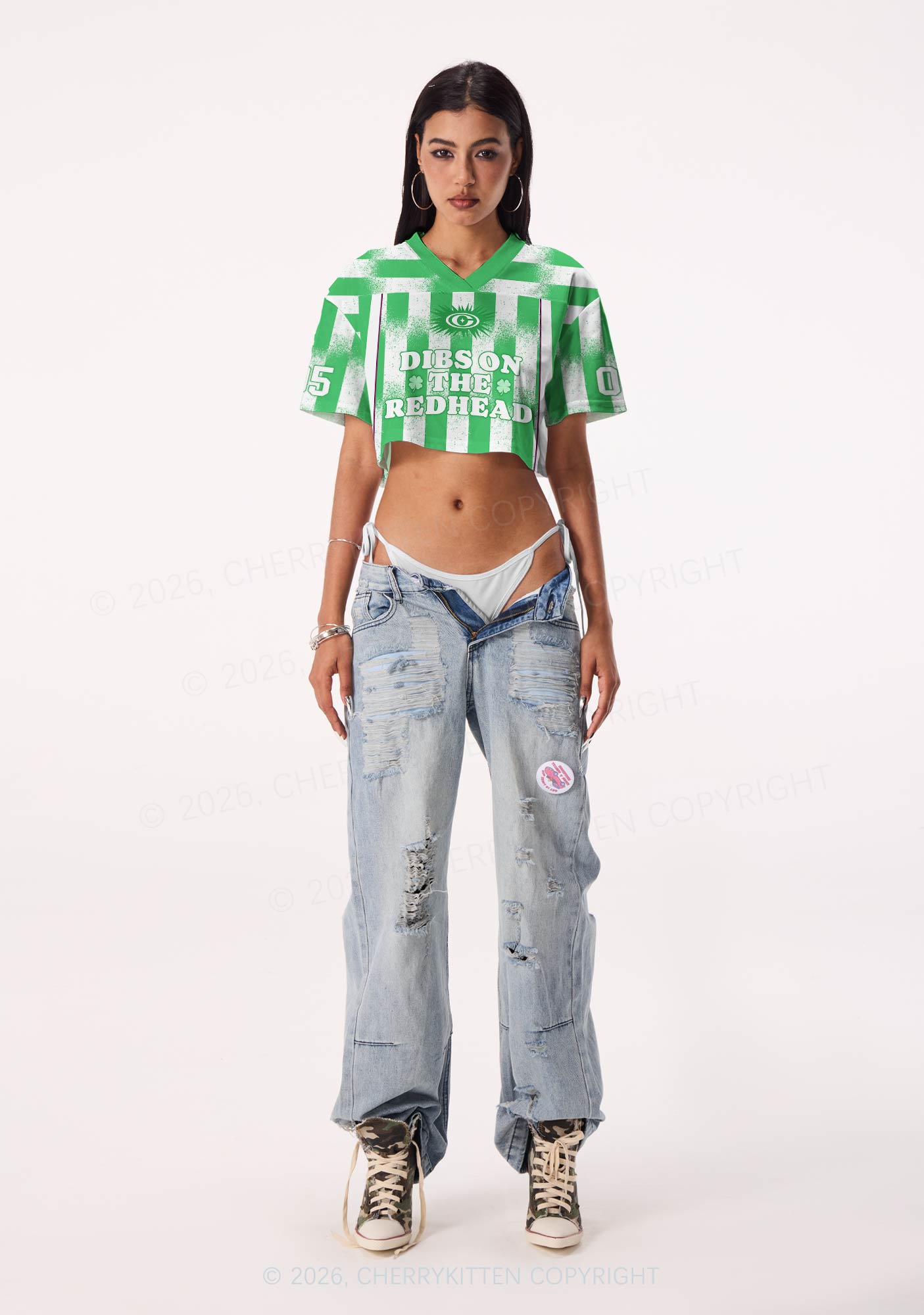 Custom Dibs On The Redhead St Patricks Y2K Crop Sport Jersey Shirts Cherrykitten