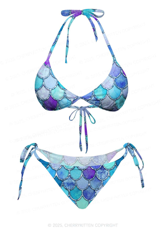 Colorful Fish Scales Y2K Print Bikini Set Cherrykitten