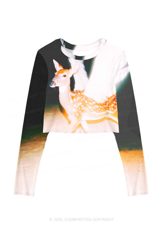 Deer Wings Y2K Mesh Long Sleeve Crop Top Cherrykitten