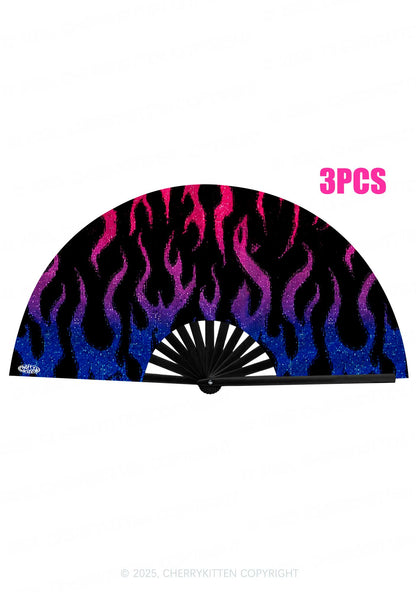 Bisexual Flame Pride Y2K Rave Hand Fan Cherrykitten