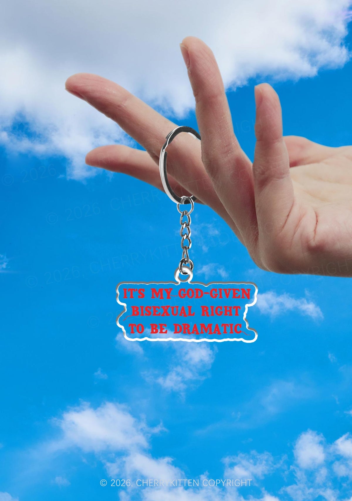 Red God Given Bisexual Right Pride 1Pc Y2K Keychain Cherrykitten