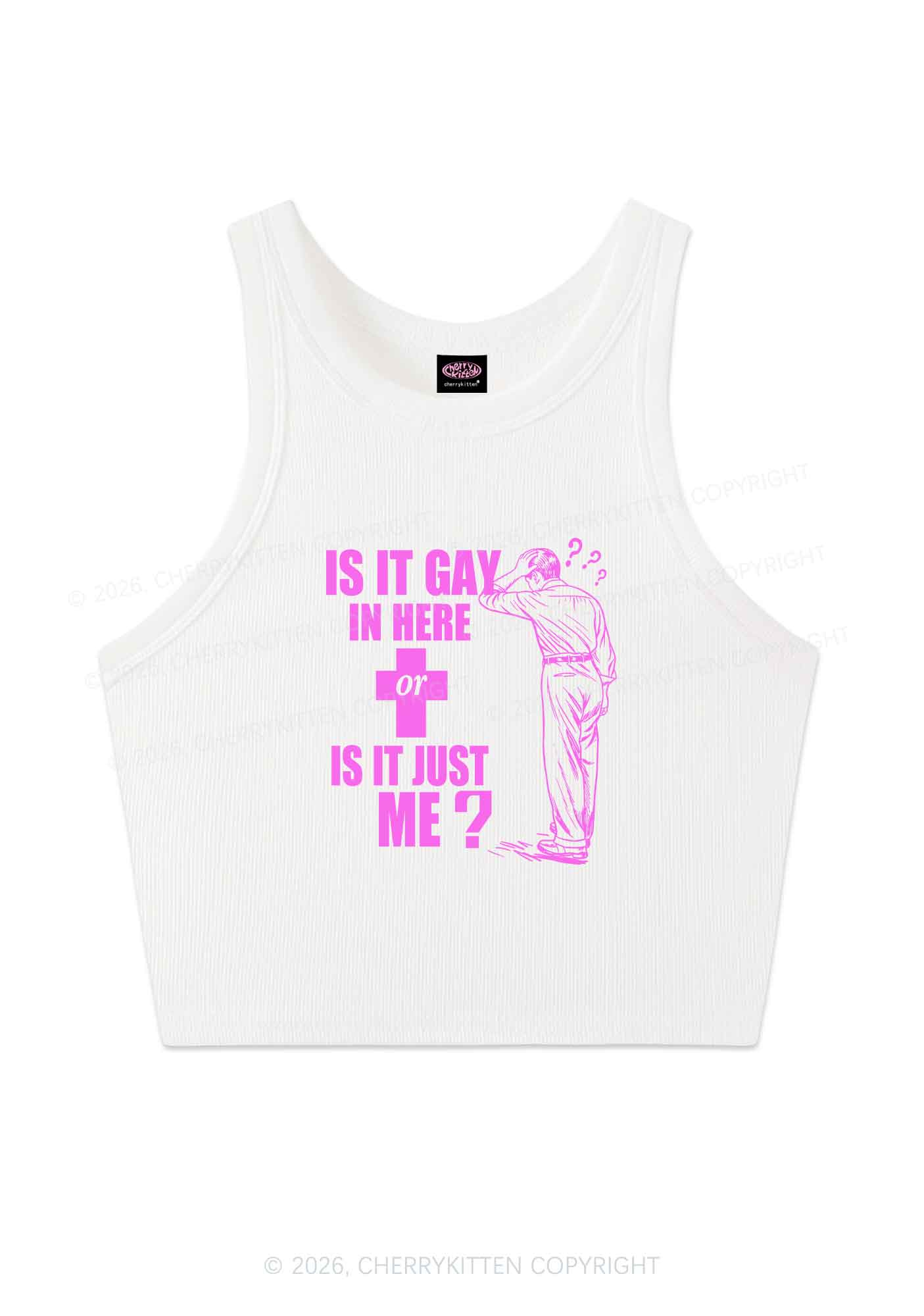 Is It Gay In Here Pride Y2K Crop Tank Top Cherrykitten