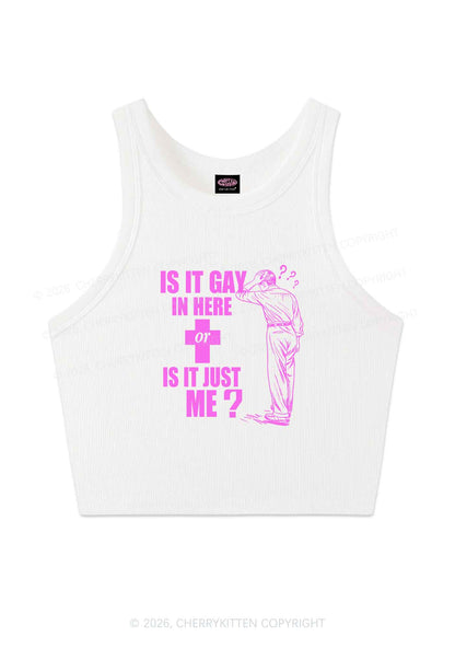 Is It Gay In Here Pride Y2K Crop Tank Top Cherrykitten