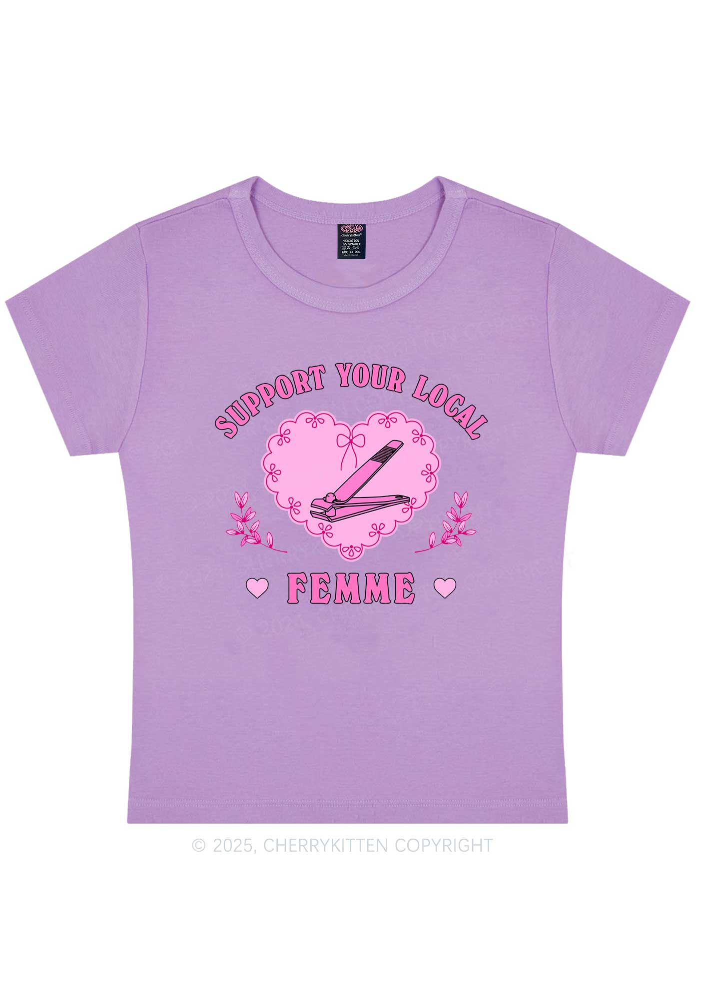 Support Your Local Femme Y2K Baby Tee Cherrykitten