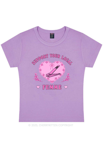 Support Your Local Femme Y2K Baby Tee Cherrykitten