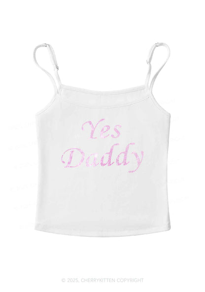 Rhinestone Yes Daddy Y2K Spaghetti Strap Cami Cherrykitten