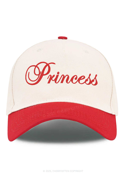 Embroidered Princess Y2K Color Block Baseball Cap Cherrykitten