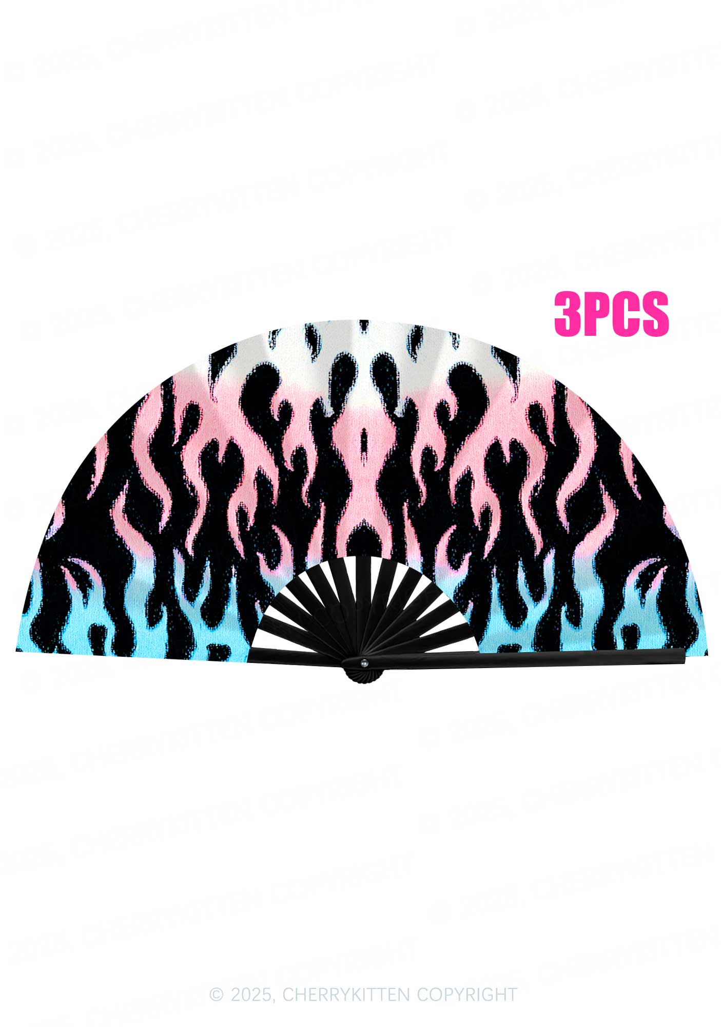 Trans Flame Pride Y2K Rave Hand Fan Cherrykitten